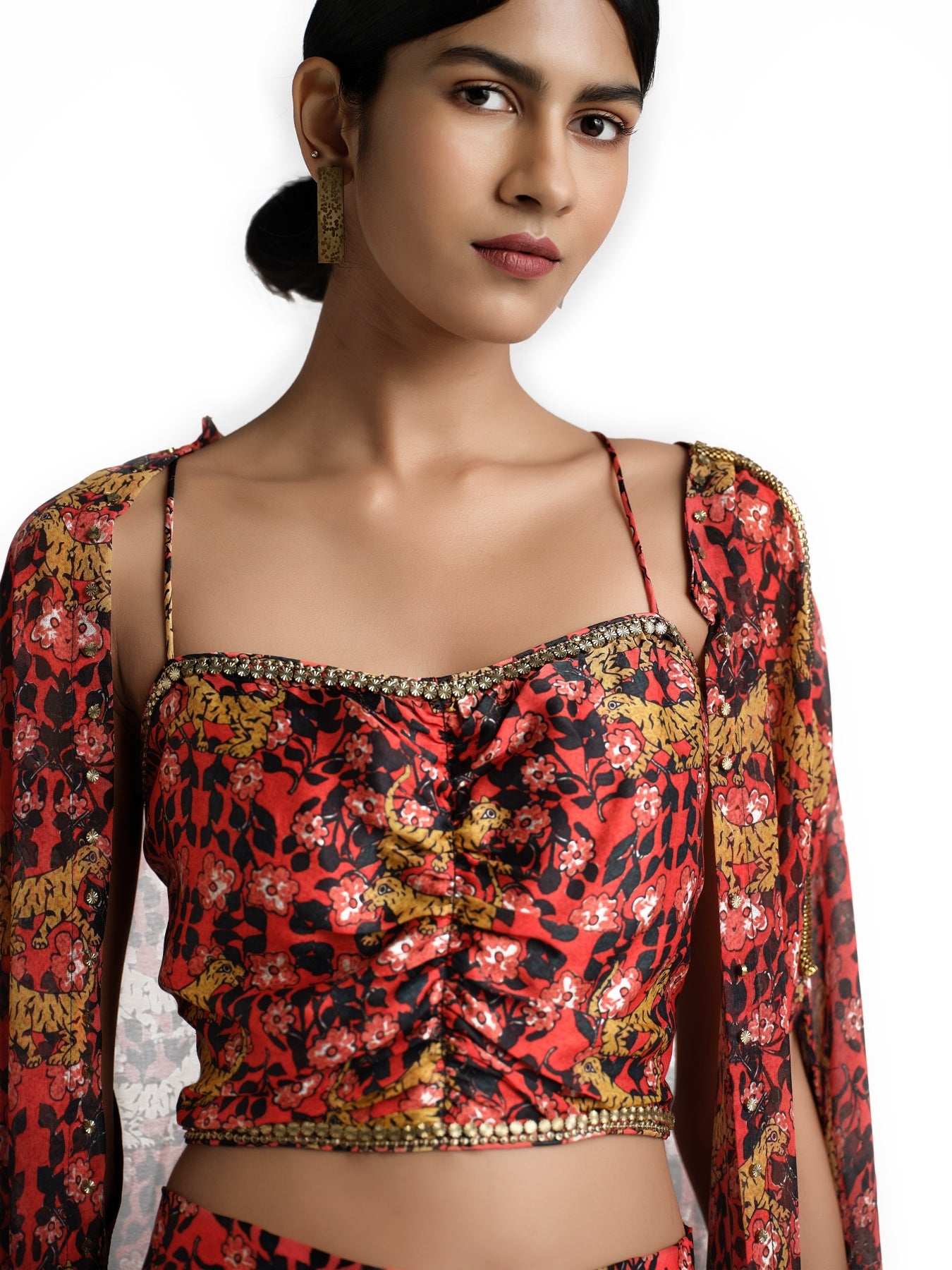 Red flower print 3 pcs set