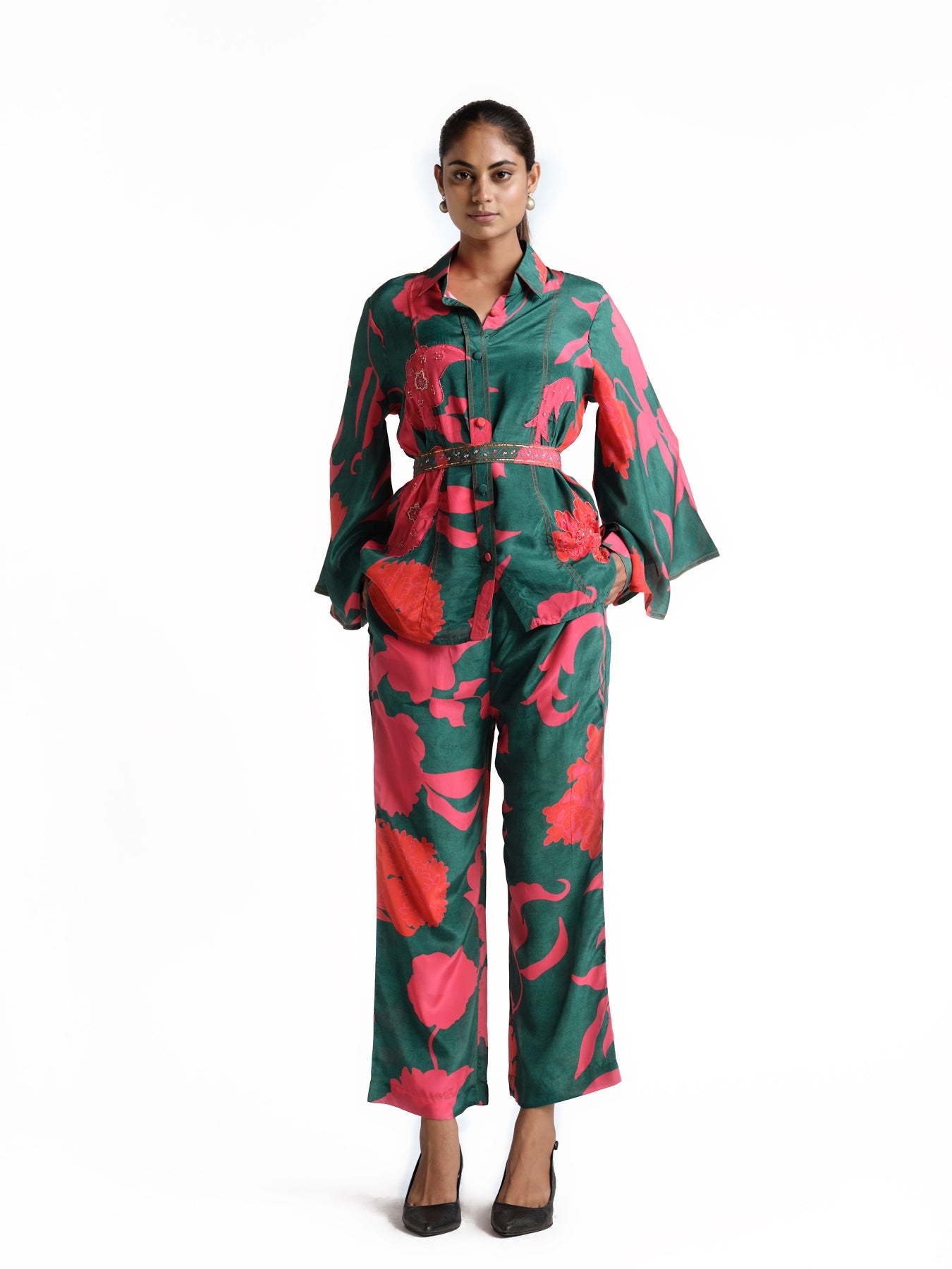 Royal green flower print set