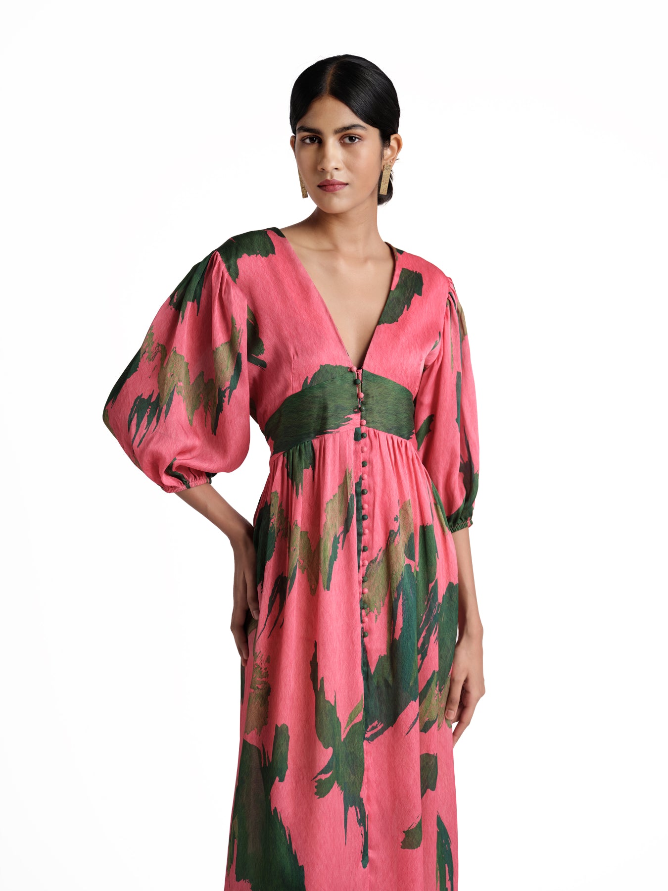 Matte pink print dress