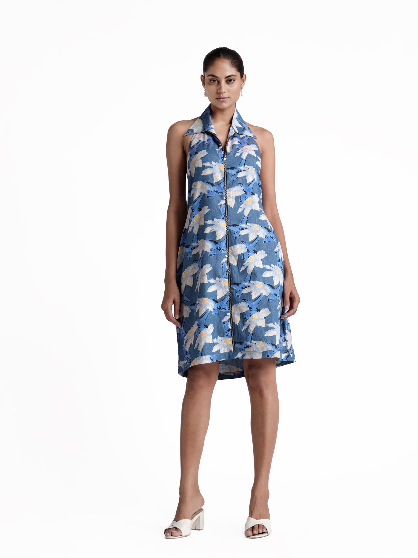 Blue Babe Print Denim Dress