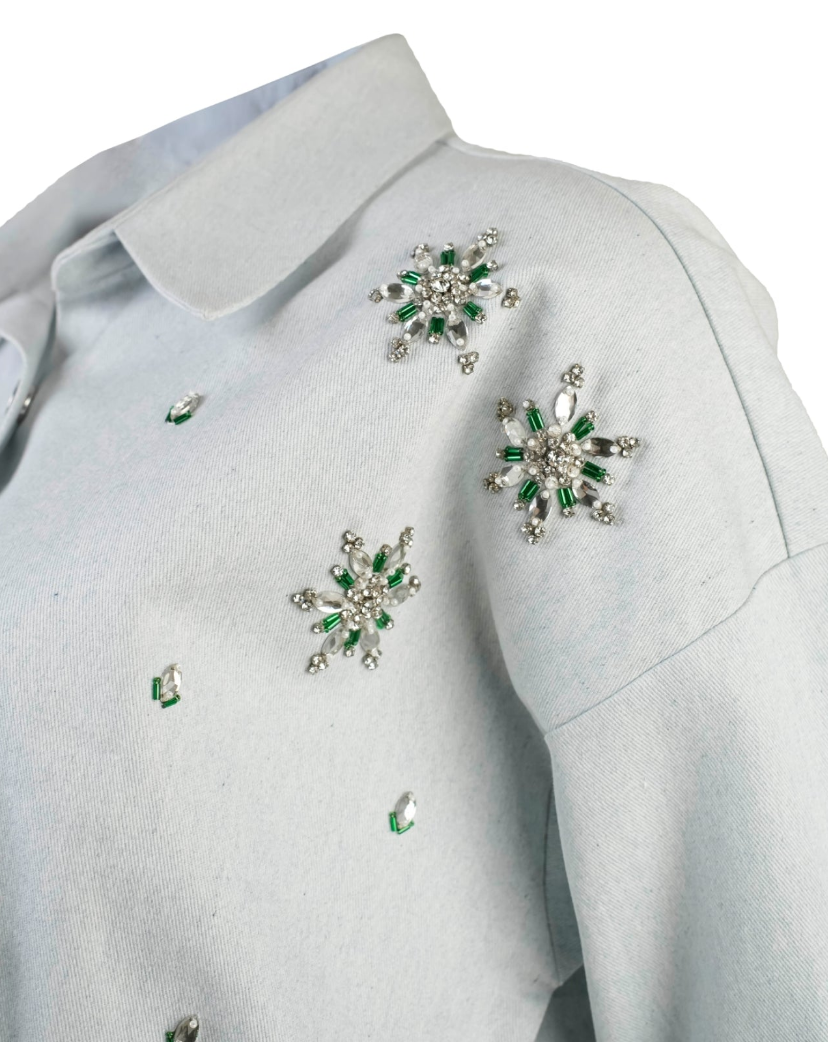 White denim emblished shirt
