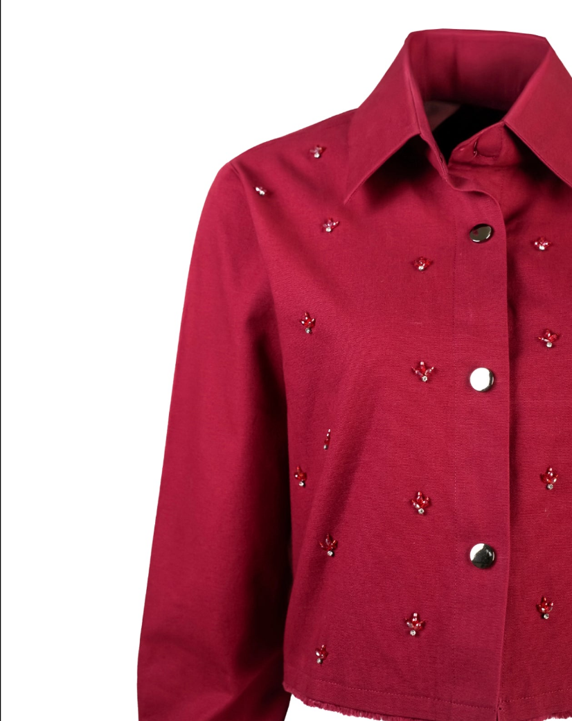 Cherry red denim shirt