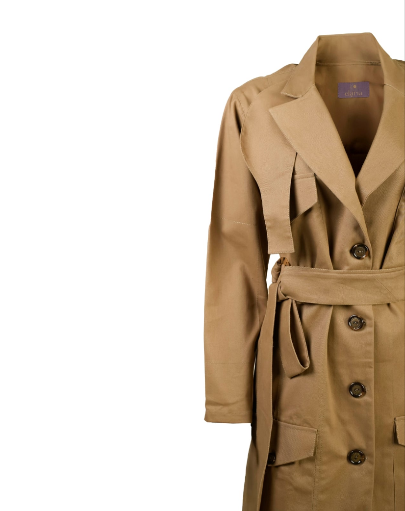 Beige denim trenchcoat