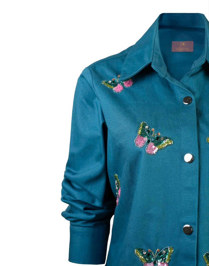 Sea blue butterfly shirt