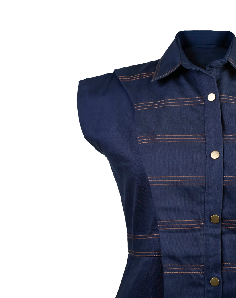 Midnight blue shirt dress