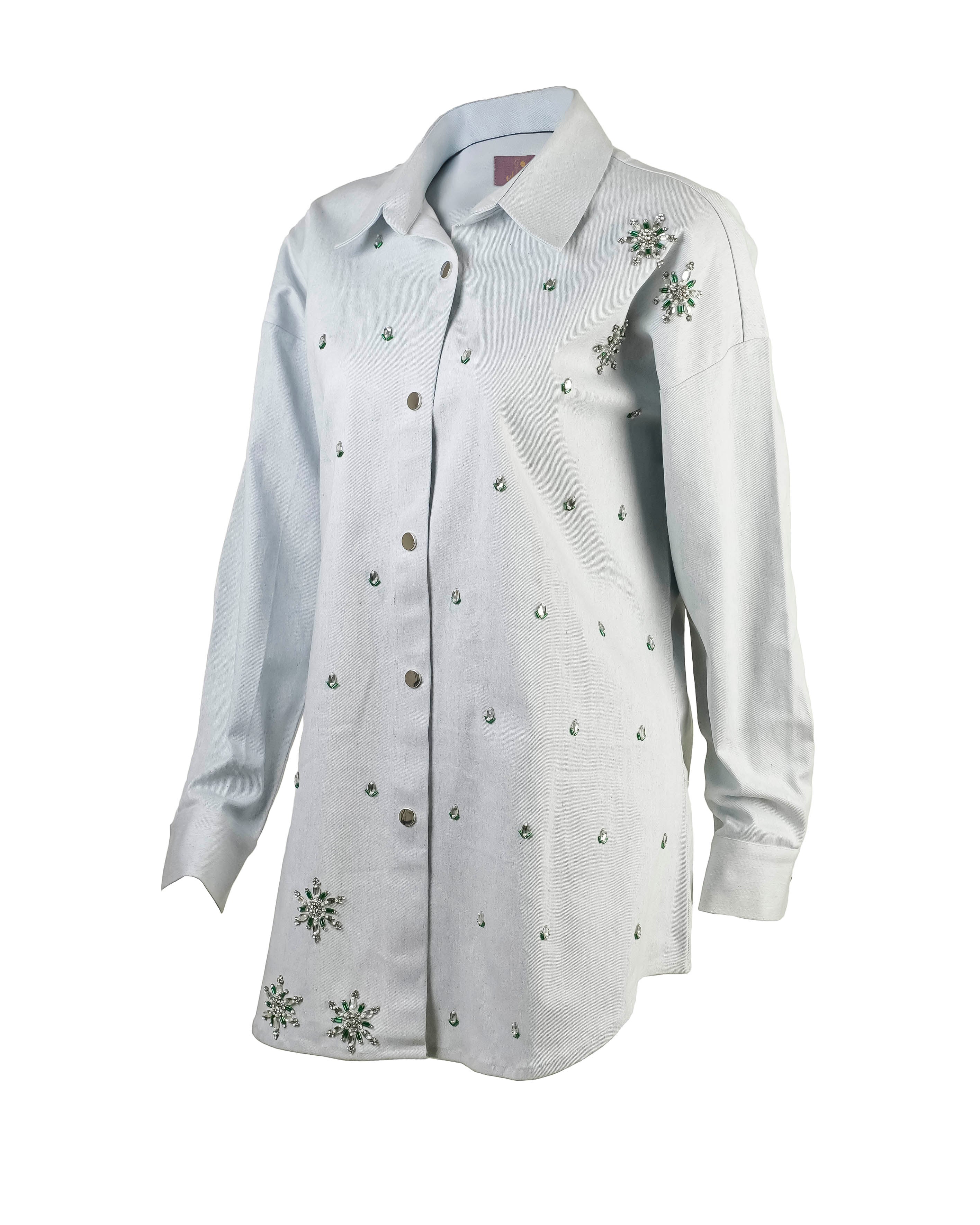 White denim emblished shirt