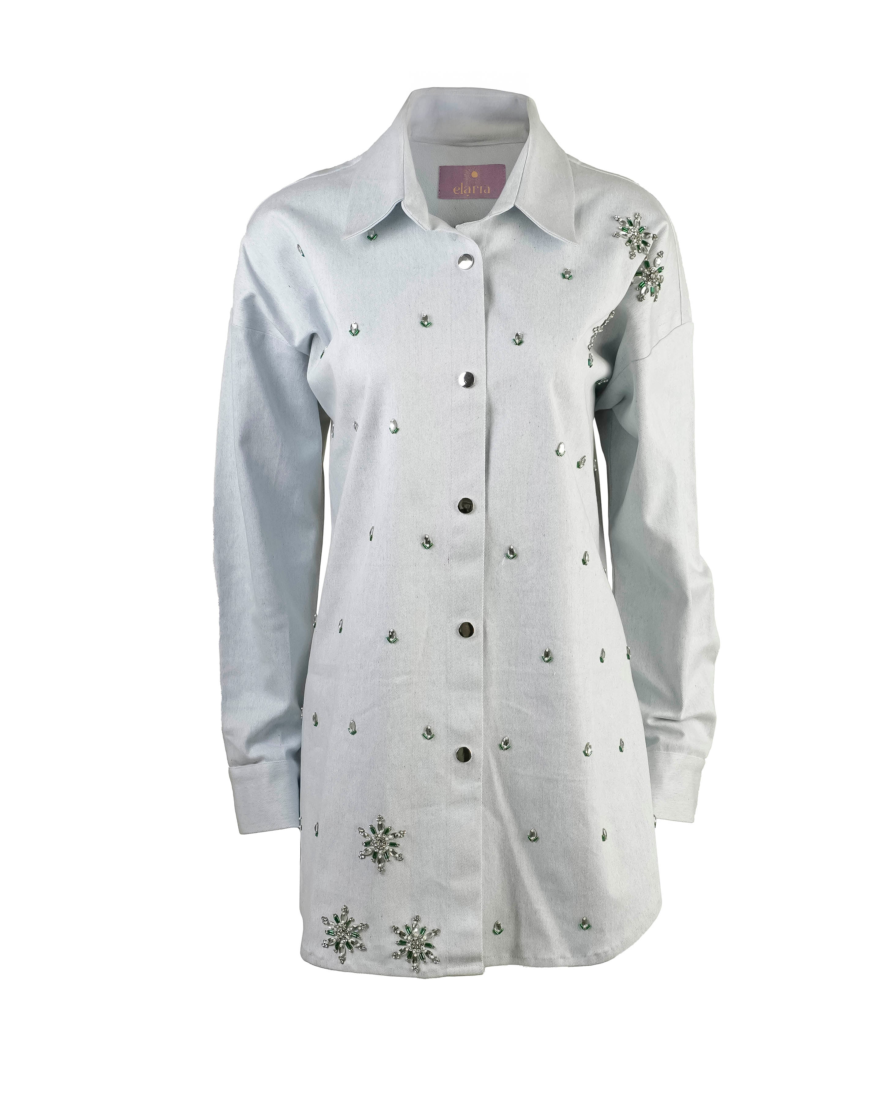 White denim emblished shirt