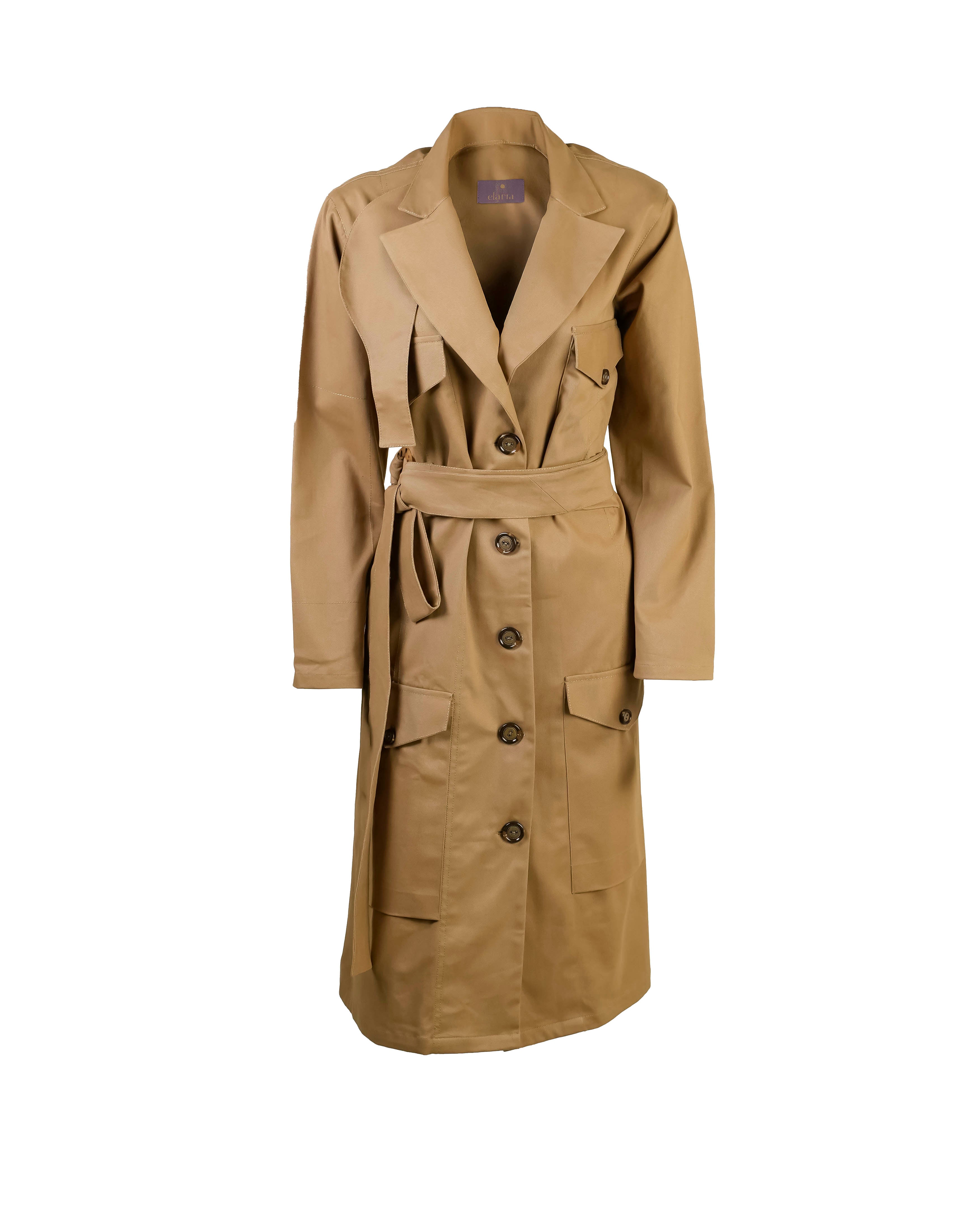 Beige denim trenchcoat