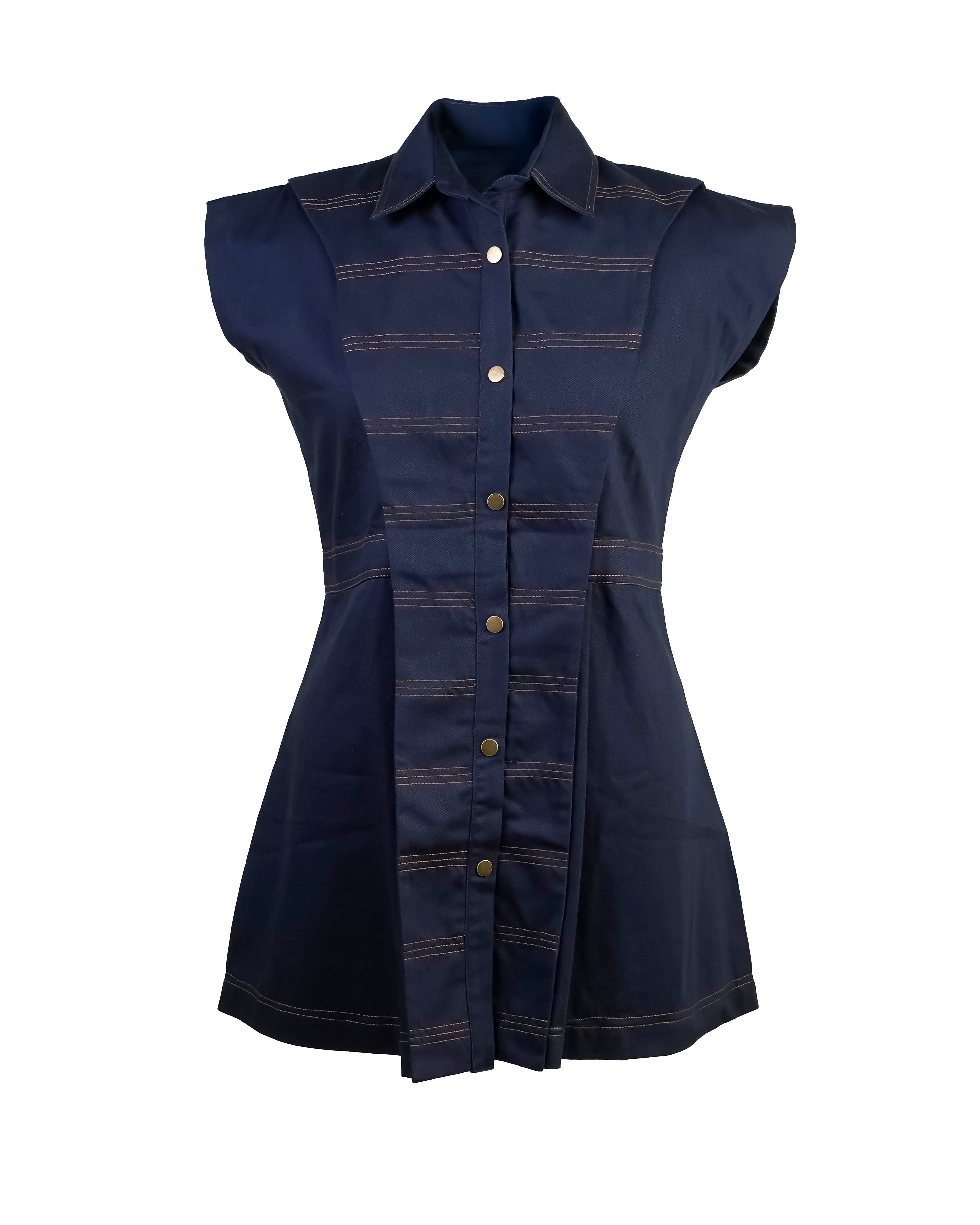 Midnight blue shirt dress