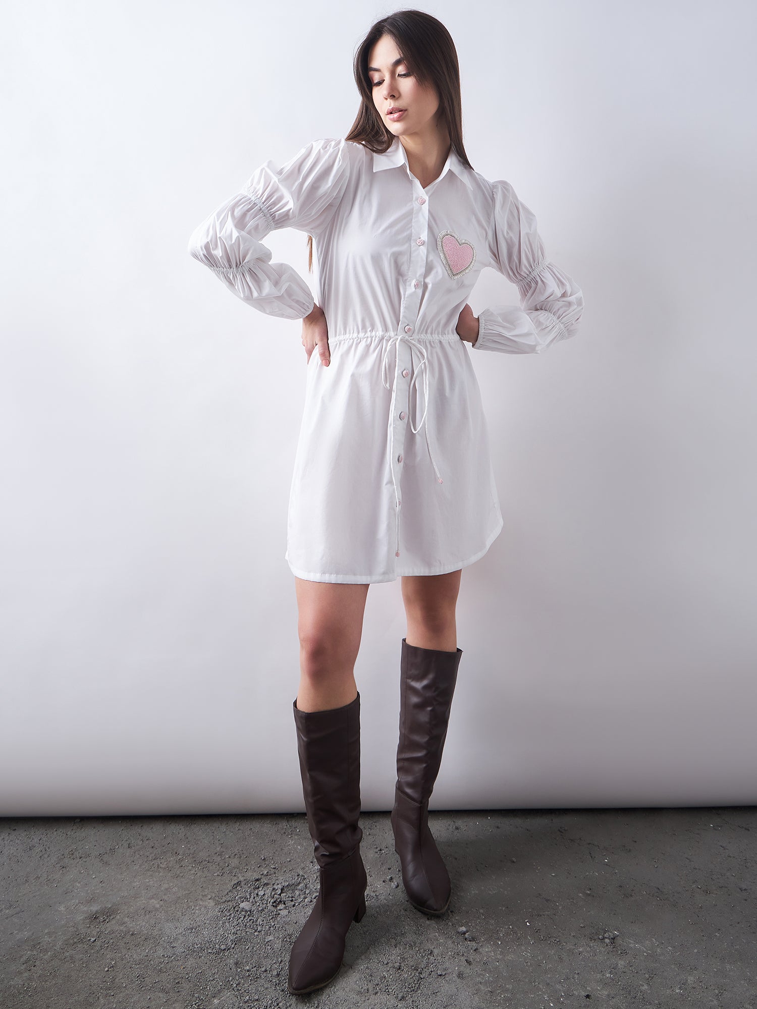 White Poplin Shirt Dress