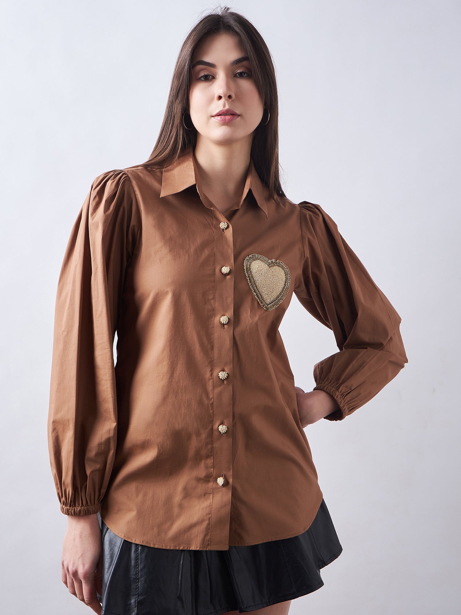Brown Poplin Shirt