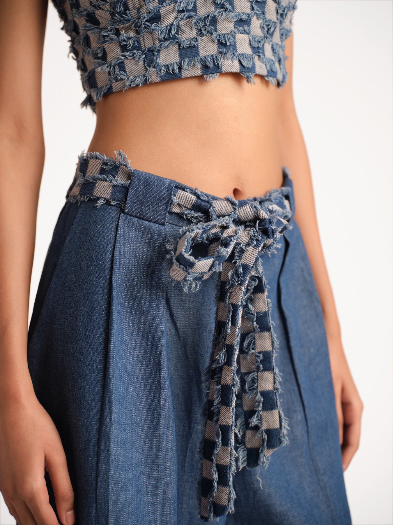 BERRY DENIM BUSTIER SET