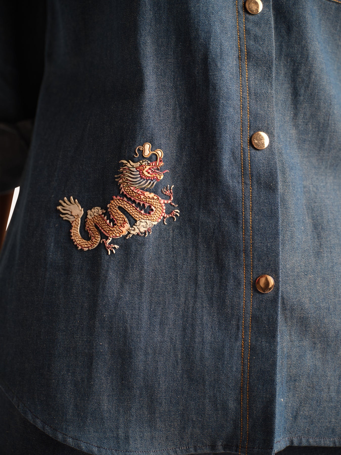 Berry Dragon Stick Denim Shirt