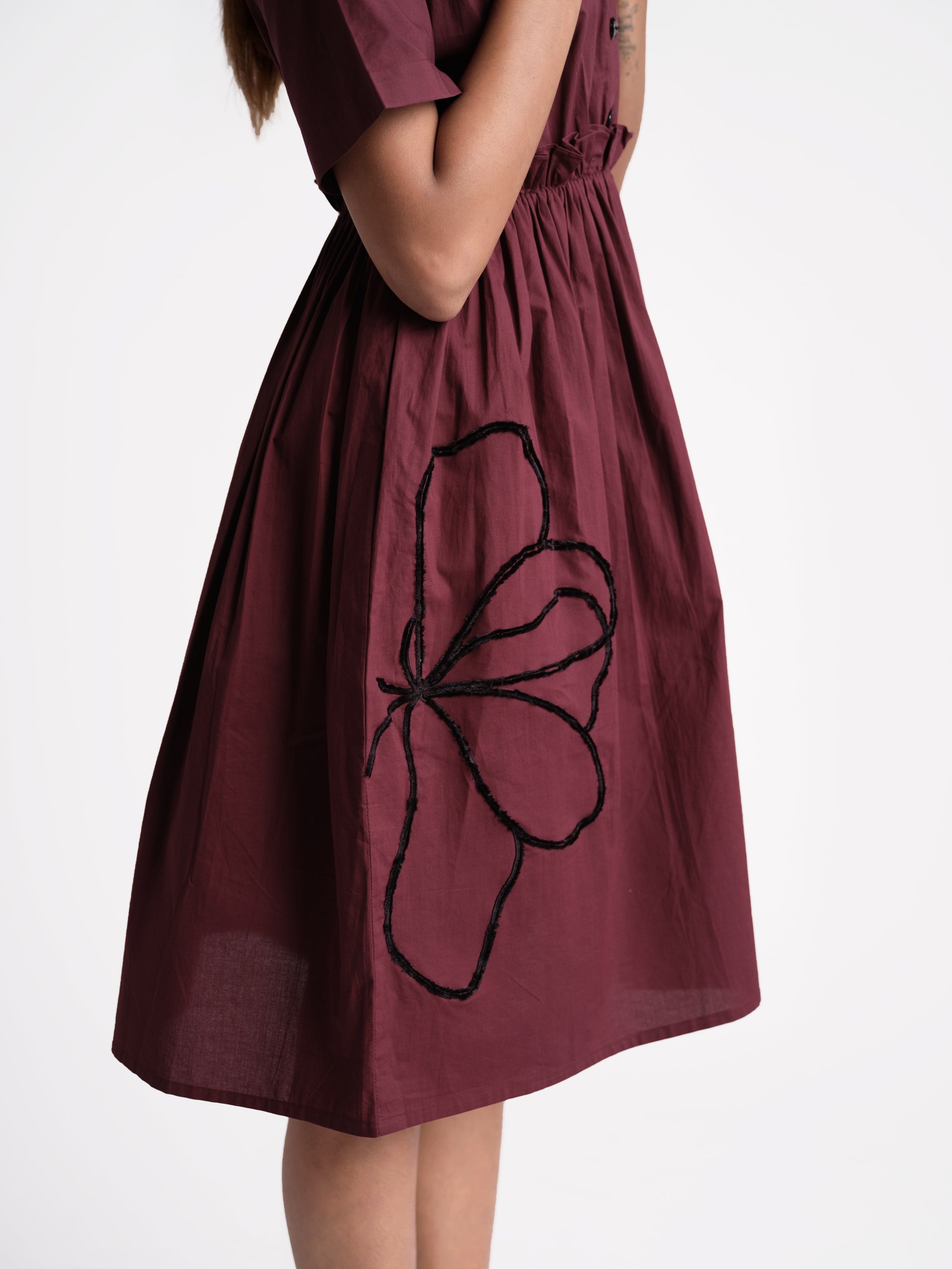 Wine Poplin Dress