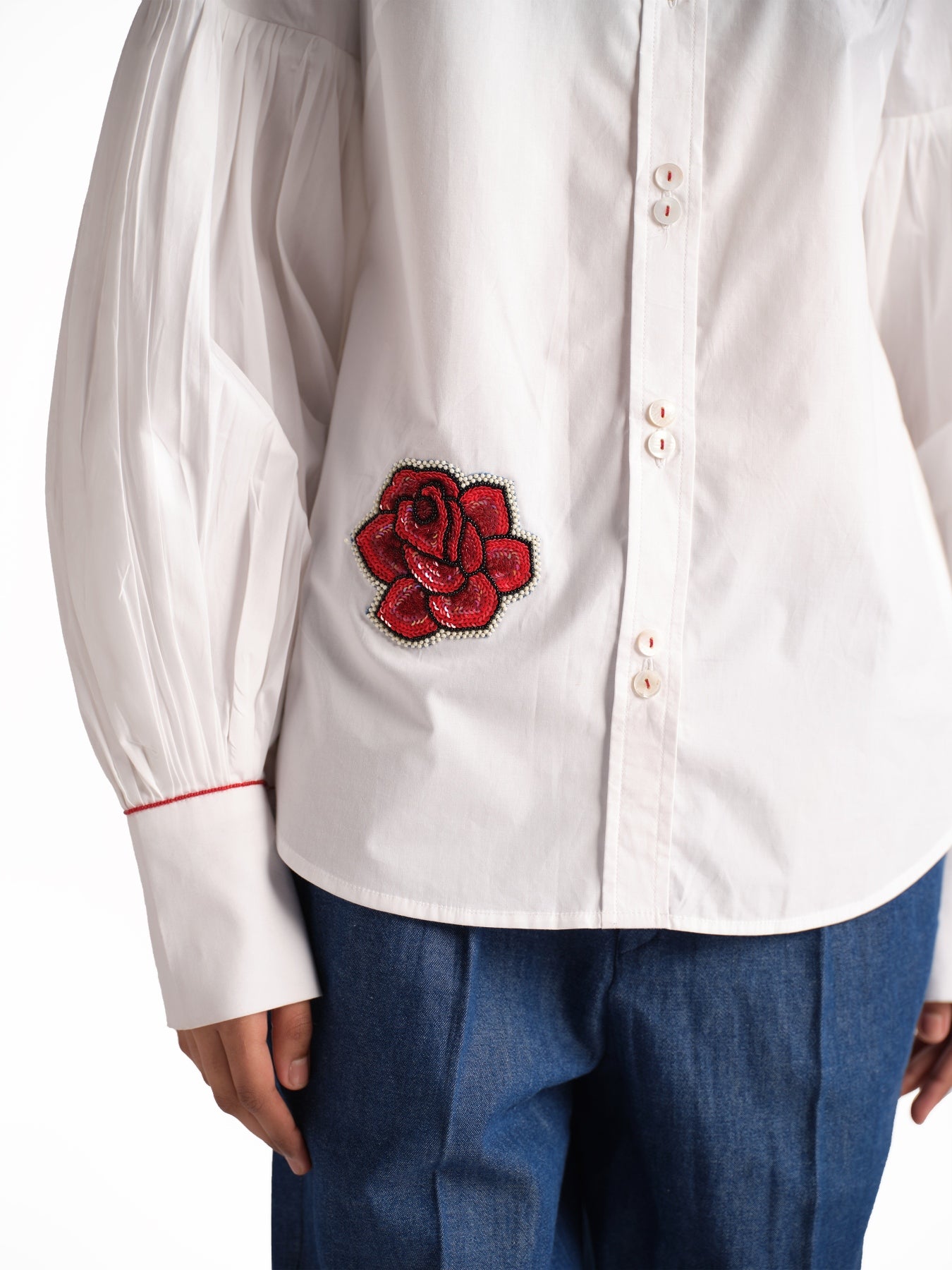 White Poplin emblished Shirt