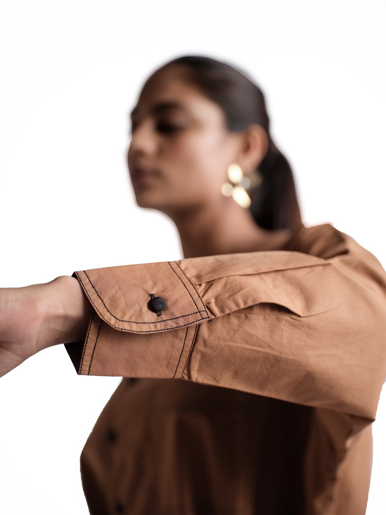 Brown poplin shirt dress