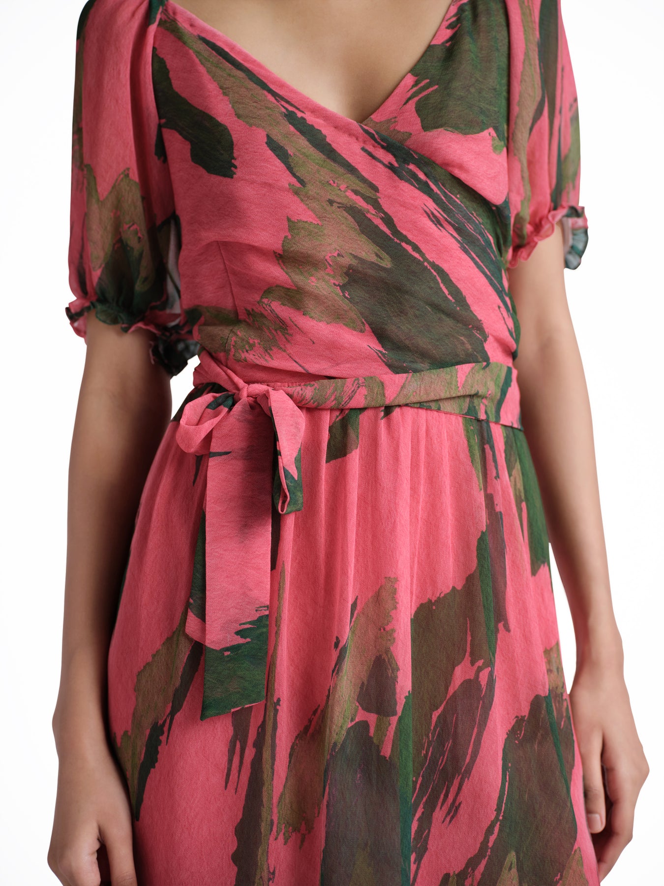 Matte pink print dress