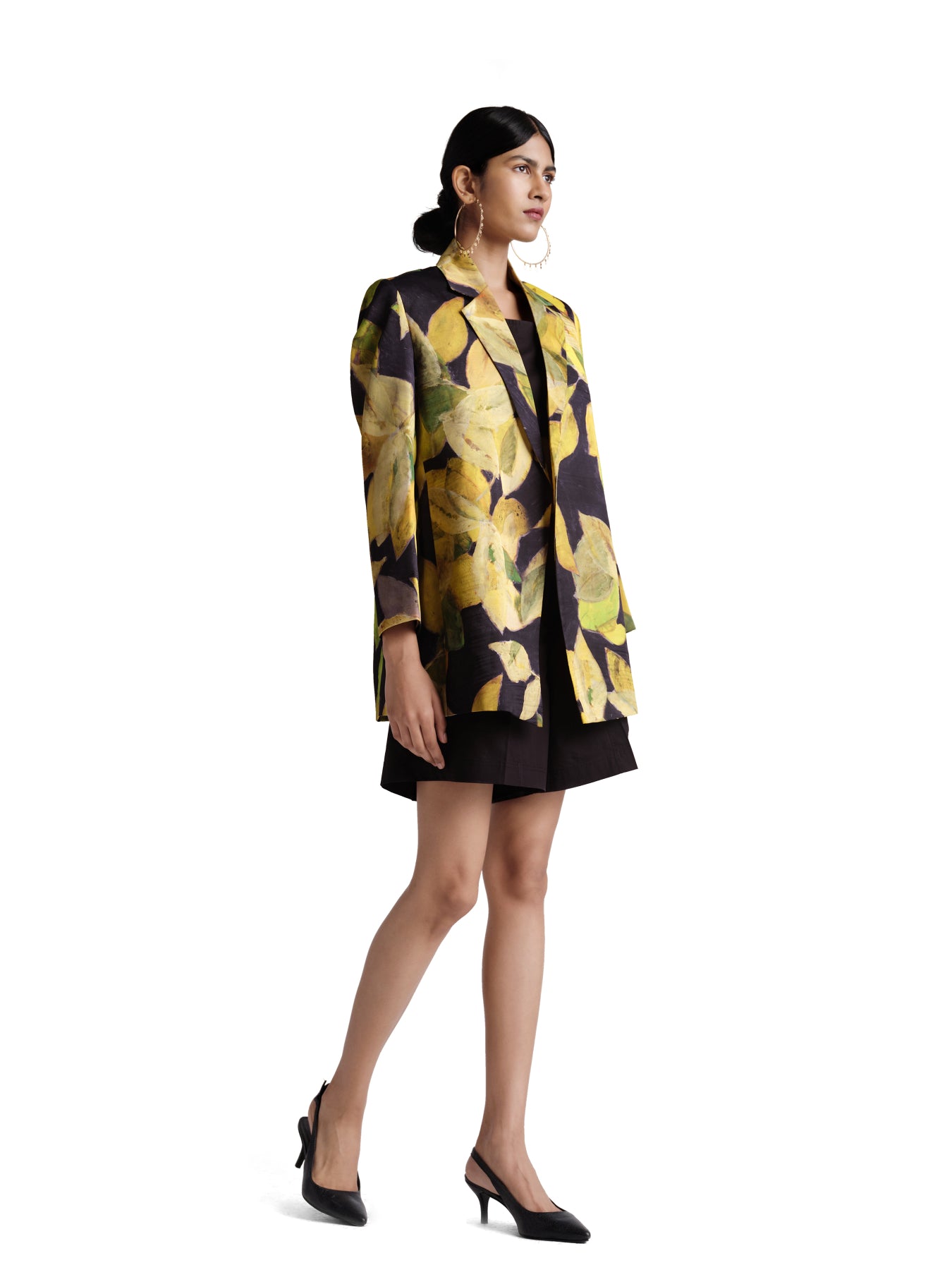 Yellow blossom print blazer