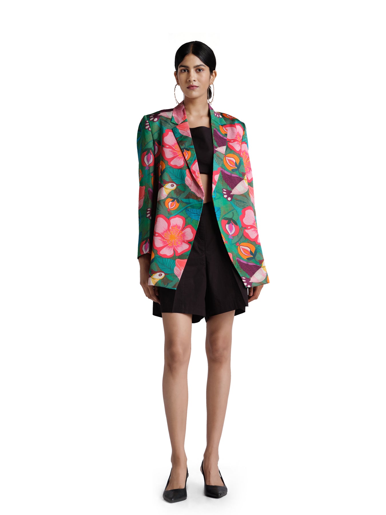 Parrot green print blazer