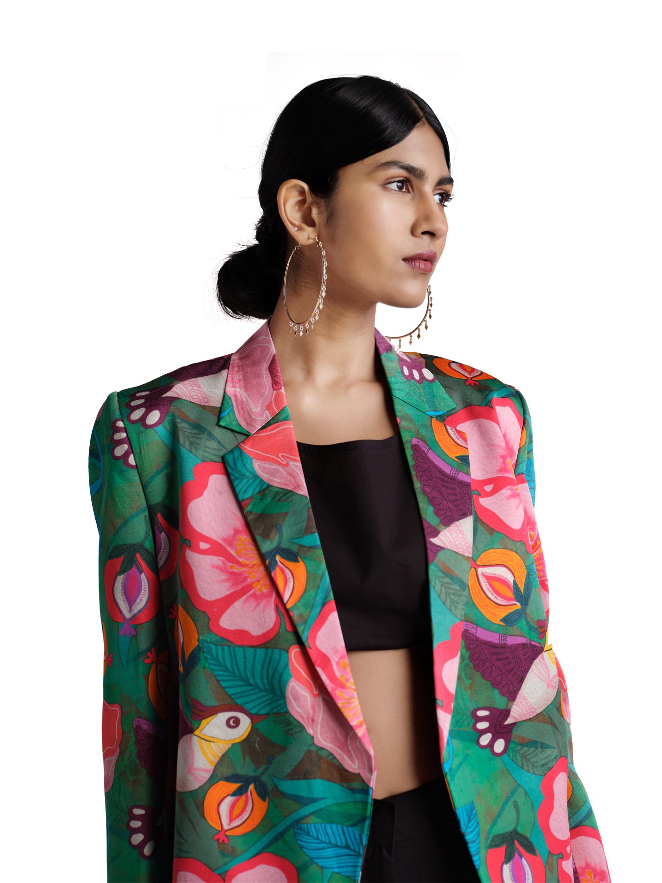 Parrot green print blazer