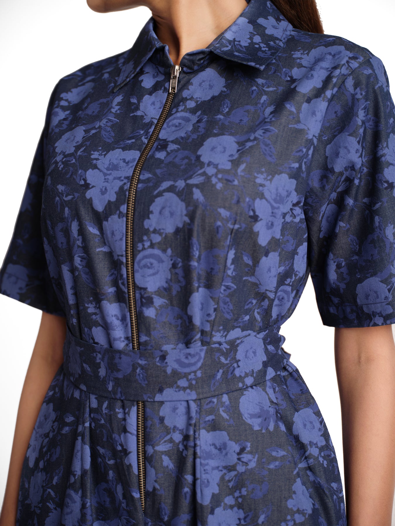 Dark blue flower print jumpsuit