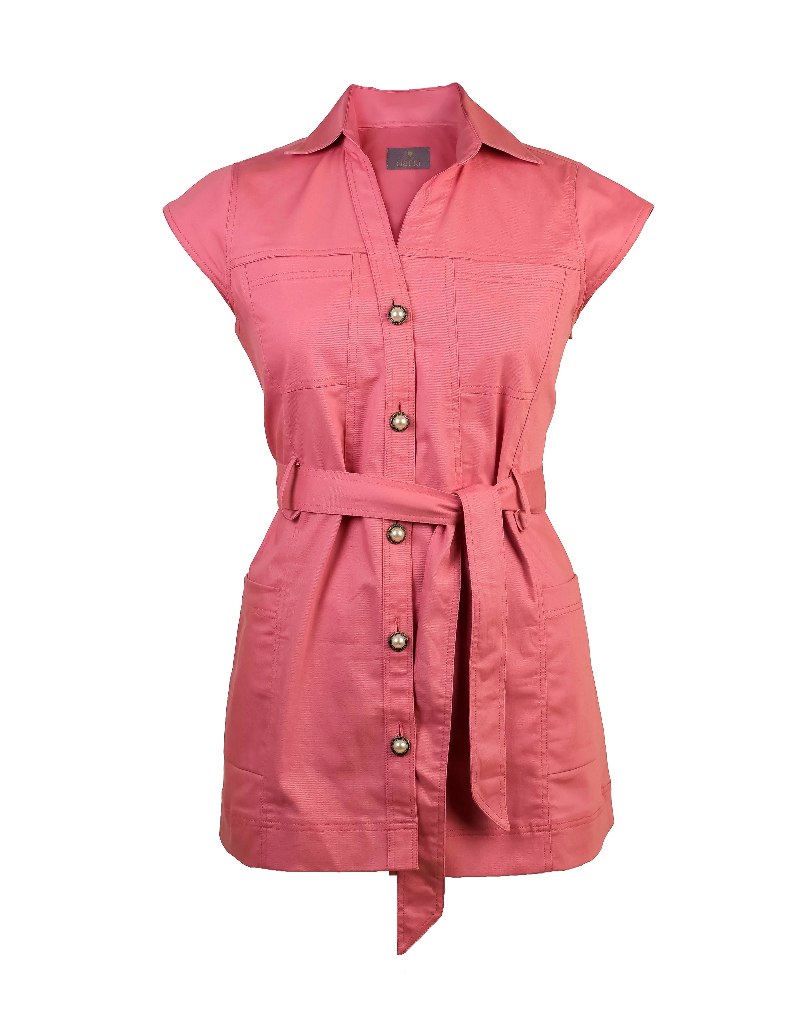 Peach pearl shirt dress